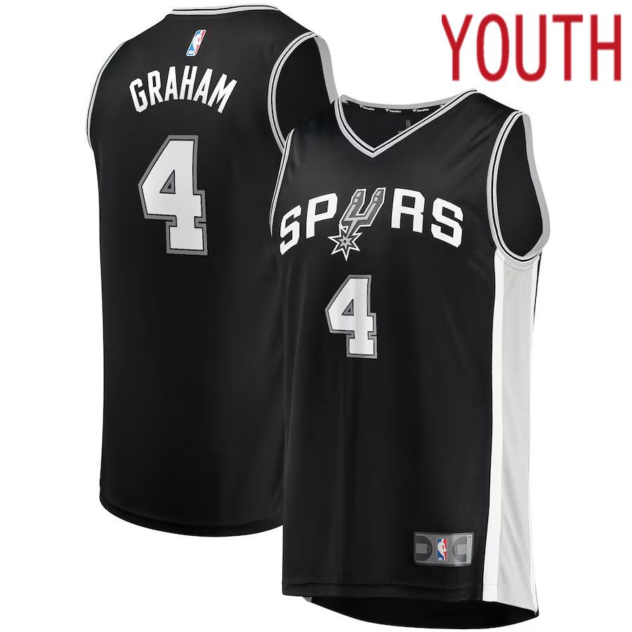 Youth San Antonio Spurs #4 Devonte Graham Fanatics Branded Black Fast Break Player NBA Jersey